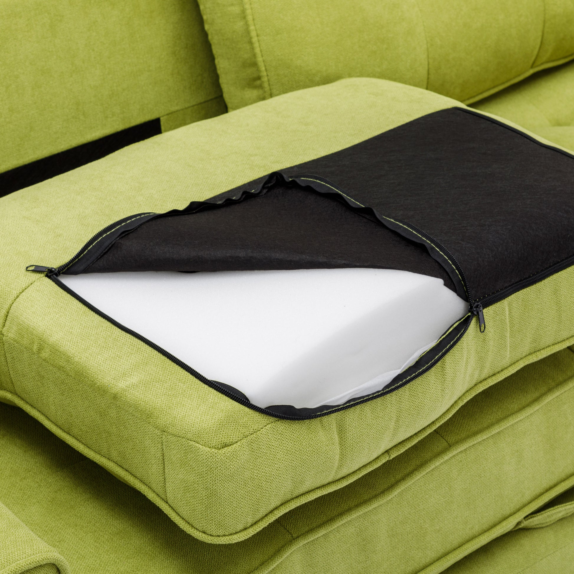 59.4" Loveseat Sofa With Pull Out Bed Modern Upholstered Couch With Side Pocket For Living Room Office, Green Green Chenille