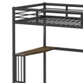 Twin Metal Loft Bed With Desk, Ladder And Guardrails,Bookdesk Under Bedblack Black Metal