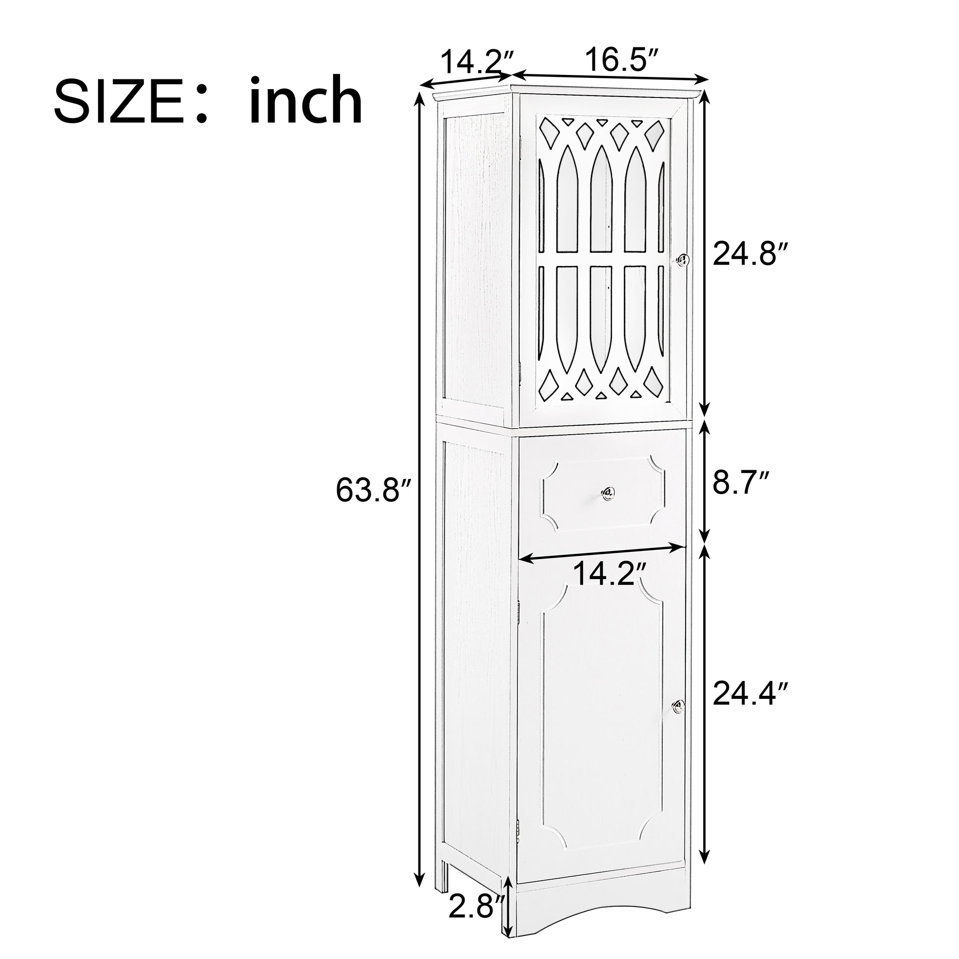 Tall Bathroom Cabinet, Freestanding Storage Cabinet With Drawer And Doors, Mdf Board, Acrylic Door, Adjustable Shelf, Black Black Mdf