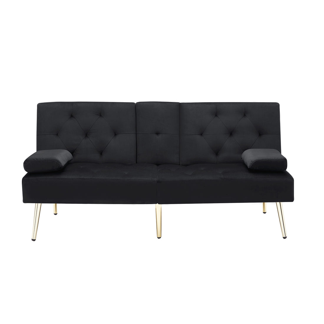 Black Velvet Sofa Bed Black Wood Tufted Back Armless Foam Velvet 2 Seat