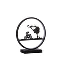 13 Inch Girl And Boy On Bicycle Led Accent Table Lamp Matte Black Metal