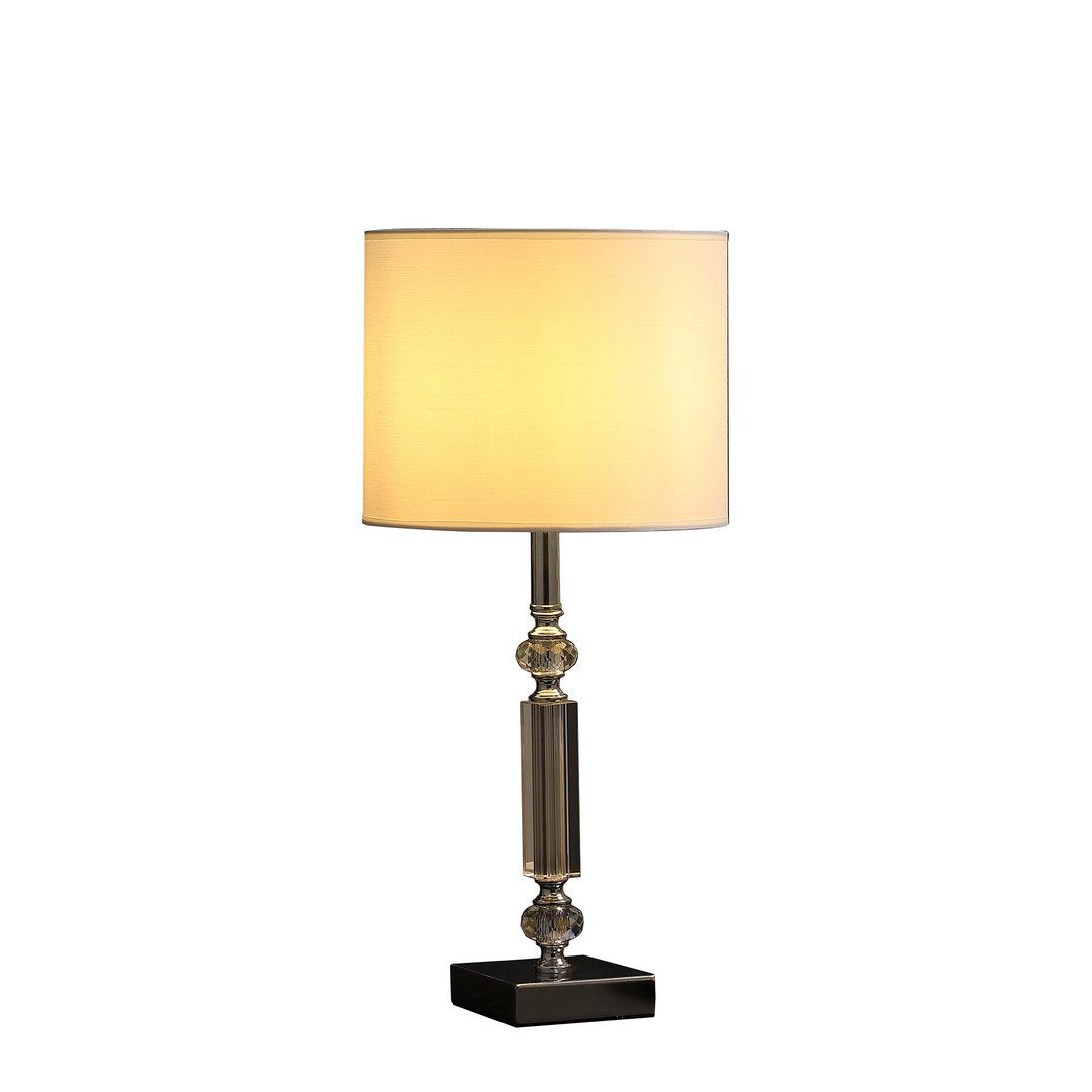 19.75" In Elon Cut Crystal Column Modern Table Lamp White Metal