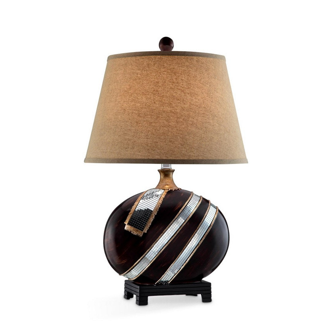 28.5" Tall Polyresin Table Lamp "Kukui" With Dark Espresso Finish, Fabric Shade Espresso Metal