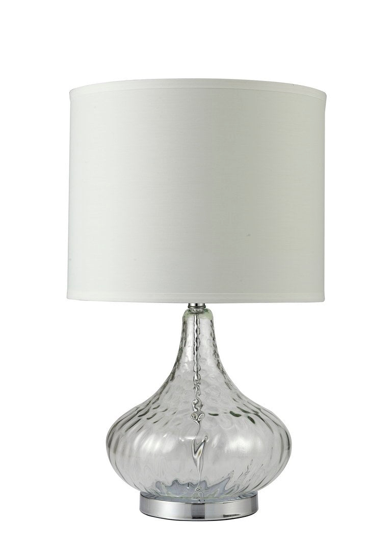 24.5" Tall Glass Table Lamp" Leann", Clear Glass And Chrome Silver Multicolor Metal