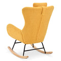 Rocking Chair Nursery, Teddy Upholstered Rocker Glider Chair With High Backrest, Adjustable Headrest & Pocket, Comfy Glider Chair For Nursery, Bedroom, Living Room, Offices, Rubber Wood, Yellow Yellow Polyester