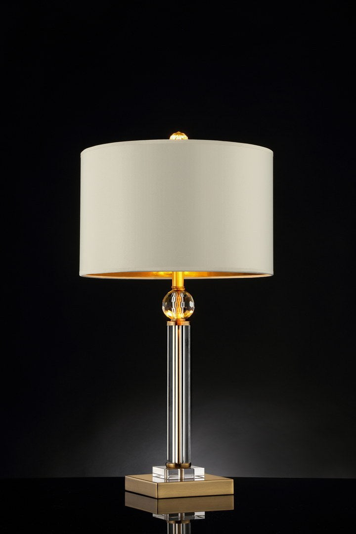 29.5 Inch Perspicio Solid Crystal Gold Column Table Lamp Multicolor Metal