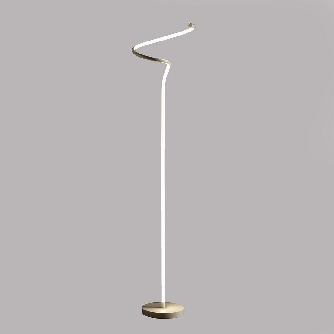 52.5 Inch Led Matte White Curvilinear S Curve Spiral Tube Angled Floor Lamp Matte White Metal