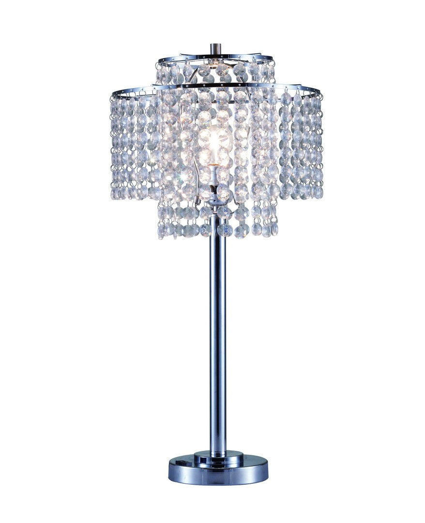 26" Tall" Holly Glam" 2 Tiered Table Lamp With Charging And Usb Port, Silver Multicolor Metal