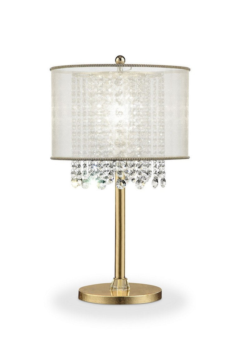 30" Tall Metal Table Lamp "Bhavya" With Gold Finish, White Shade Gold Metal