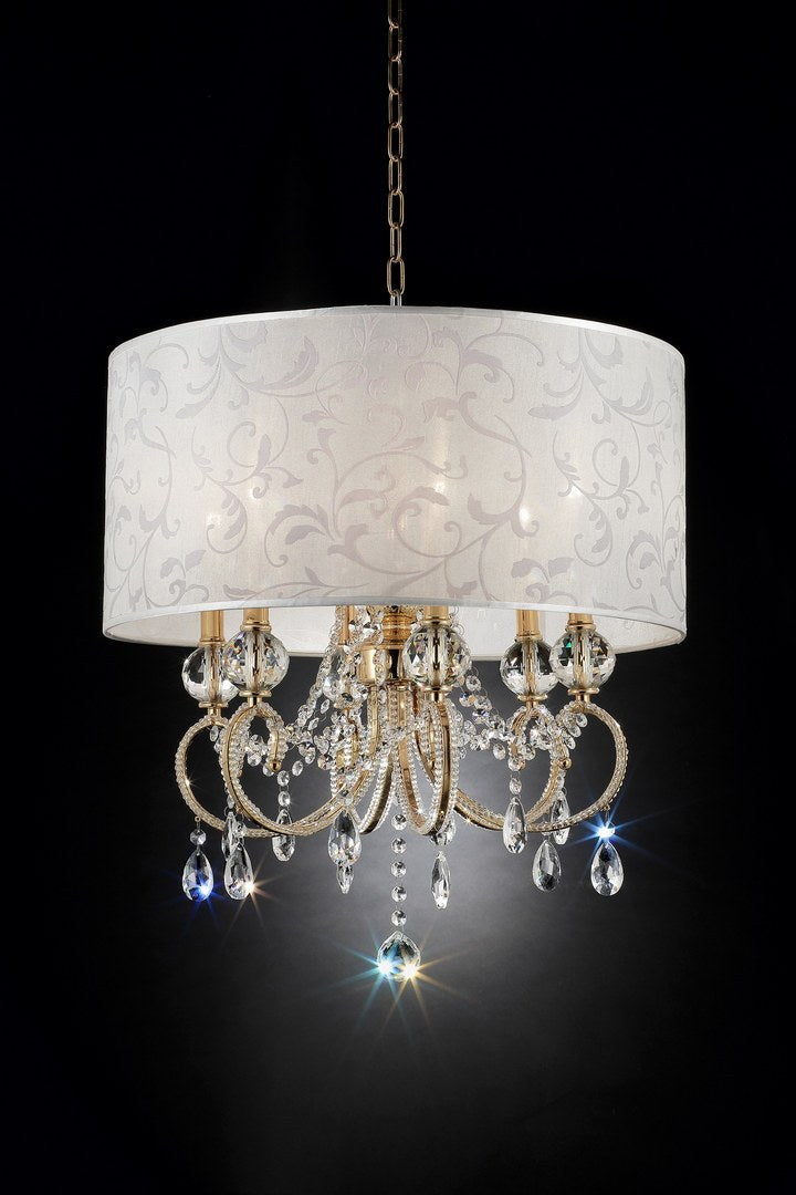 24.5" Tall Metal Ceiling Lamp "Aurora", Brass Gold And Crystal Accents Multicolor Metal