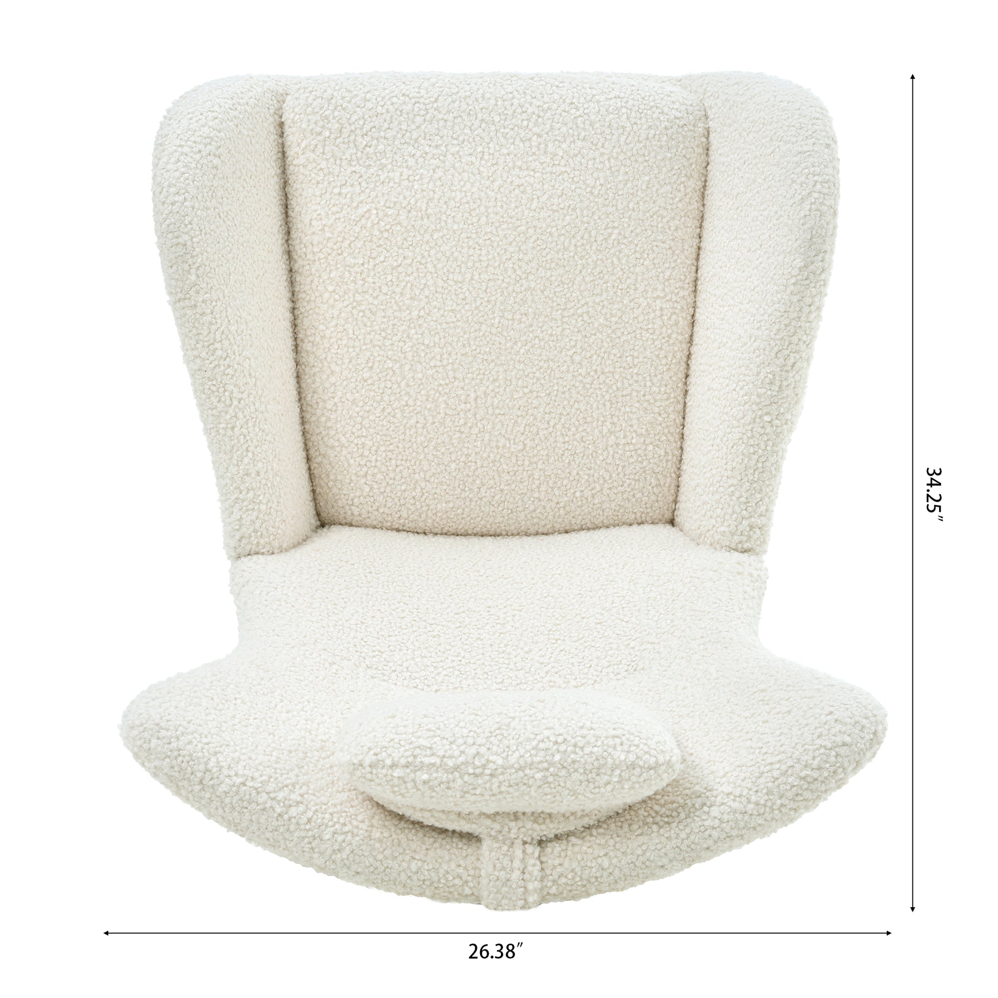 Rocking Chair Nursery, Teddy Upholstered Rocker Glider Chair With High Backrest, Adjustable Headrest & Pocket, Comfy Glider Chair For Nursery, Bedroom, Living Room, Offices, Rubber Wood, White White Polyester