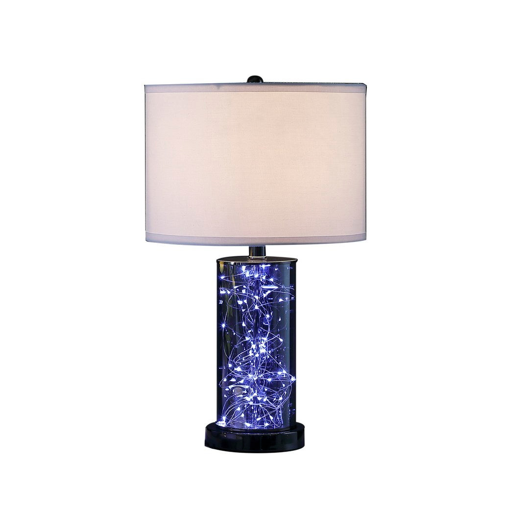 21.25" In Cynx Led Night Light Mid Century Glass Black Chrome Table Lamp Black Metal