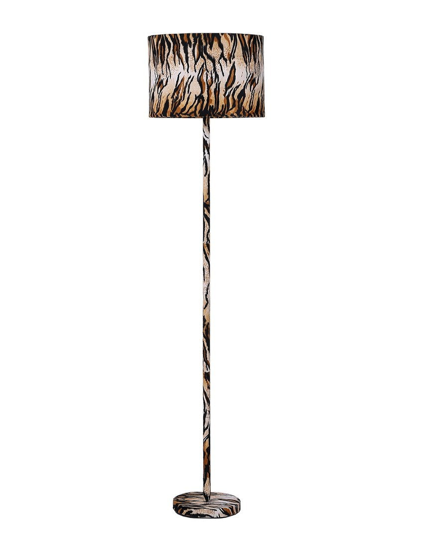 59" Faux Suede Tiger Print Floor Lamp Tiger Metal