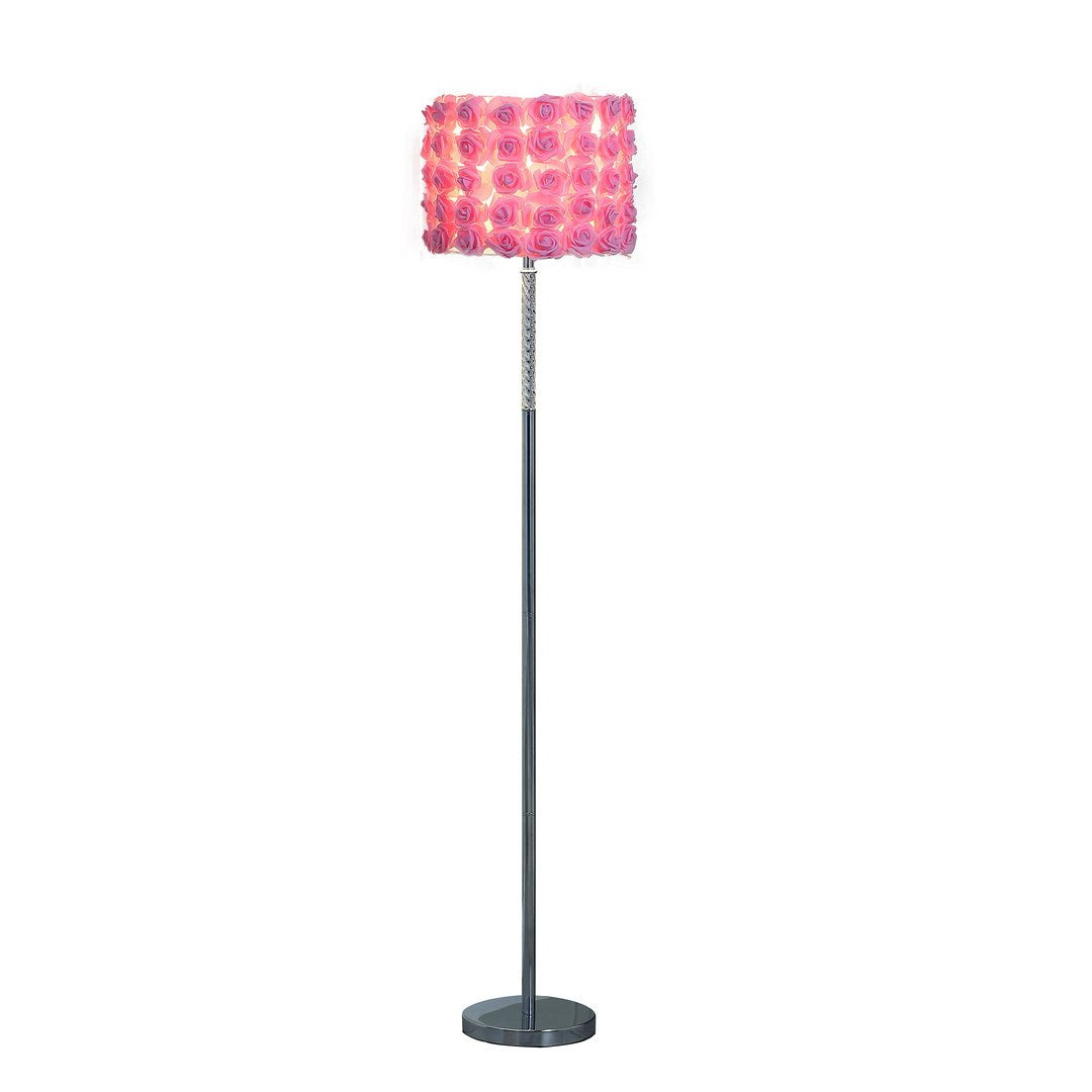 63"In Pink Roses In Bloom Acrylic Metal Floor Lamp Multicolor Metal