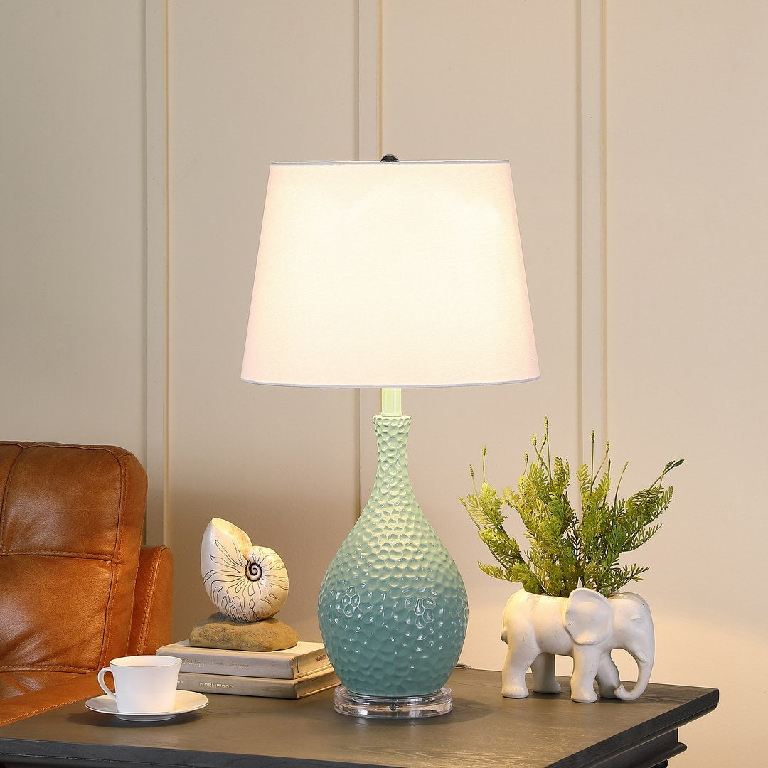 28" Teal Telli Pebble Mid Century Resin Table Lamp Teal Polyresin