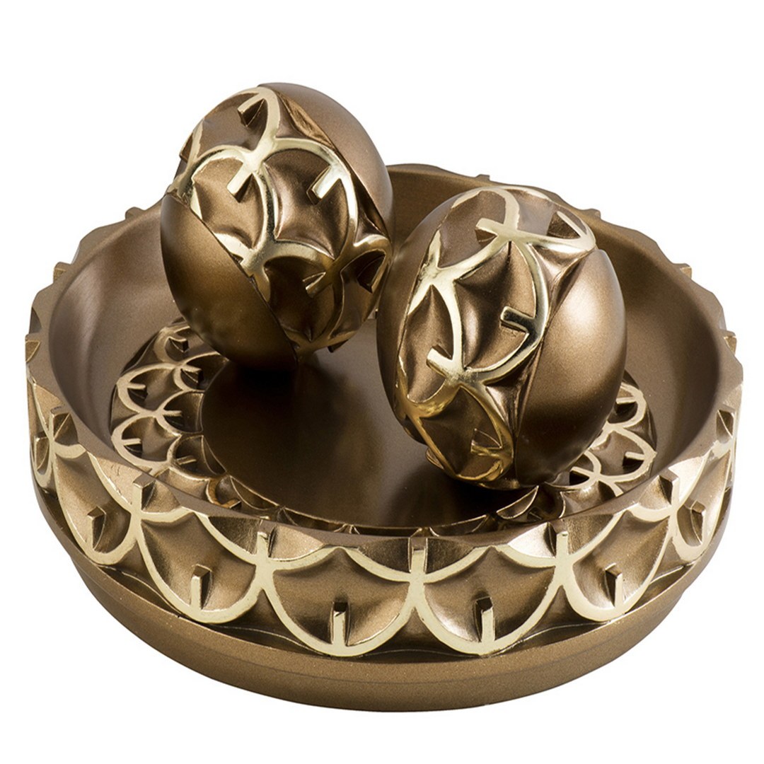 11.75" Long Polyresin Decorative Bowl "Mystic Owl" With Golden Finish Gold Polyresin