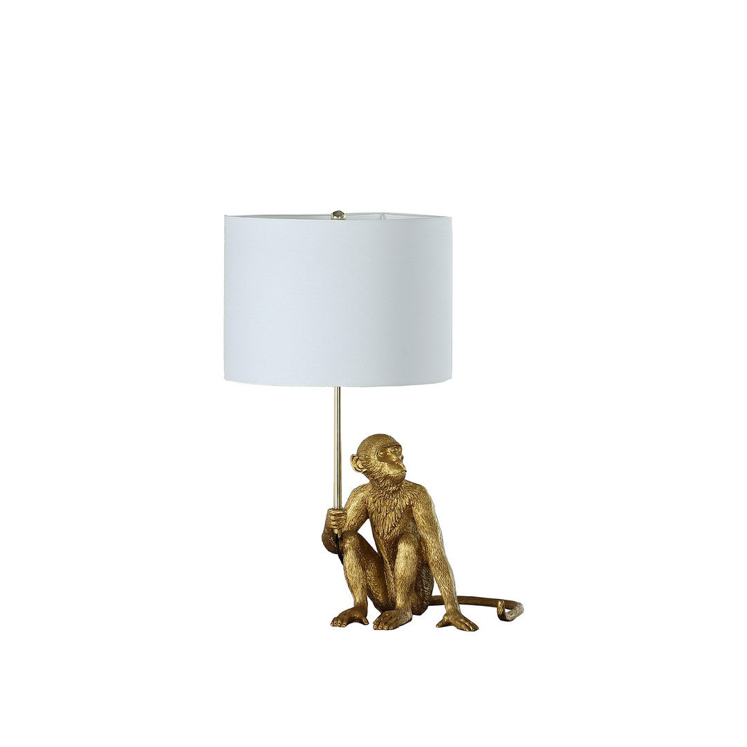 25.50" In Golden Monkey Holding Polyresin Table Lamp Gold Polyresin