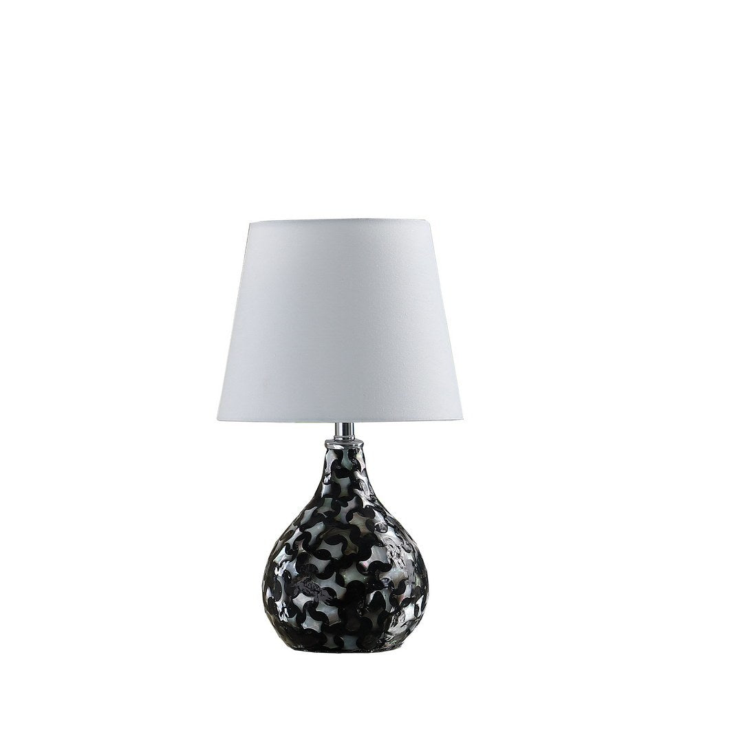 11.5" In Modern Black Seashell Swirl Pattern Mini Polyresin Table Lamp Multicolor Polyresin