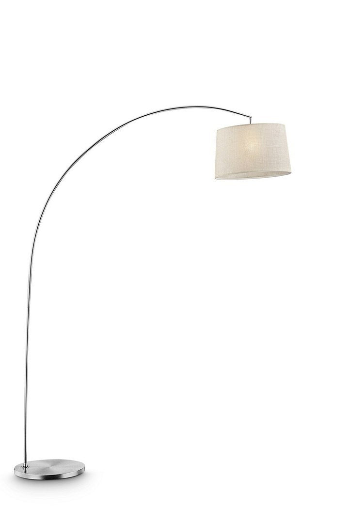 84.5" Tall Metal Arch Floor Lamp "Oma" With Silver Finish, Ivory Fabric Shade Silver Metal