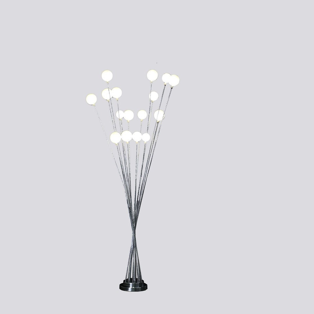 61.5" In 16 Light Acrylic Globe Aluminun Led Chrysanthe Silver Chrome Metal Floor Lamp Silver Metal