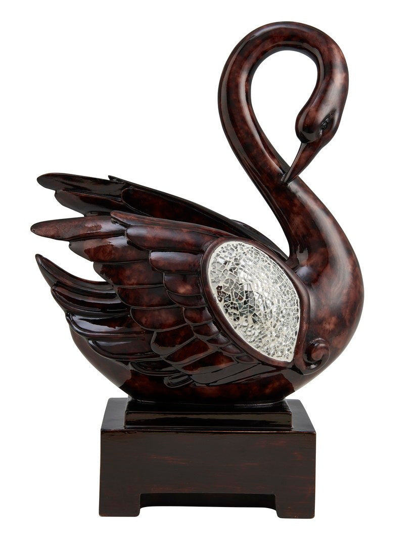 16.5 Inch Tall Folius Floral Foliage Swan Decor Cherry Polyresin