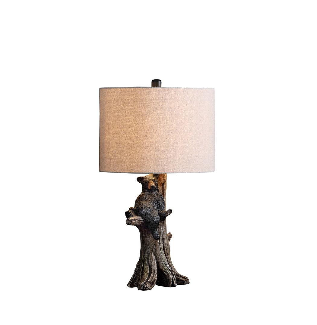 24.75" In Black Bear On A Tree Polyresin Table Lamp Multicolor Polyresin