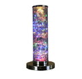 13 Inch Exposed Multi Colored Rope Led Namiri Column Table Lamp Silver Metal