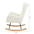 Rocking Chair Nursery, Teddy Upholstered Rocker Glider Chair With High Backrest, Adjustable Headrest & Pocket, Comfy Glider Chair For Nursery, Bedroom, Living Room, Offices, Rubber Wood, White White Polyester