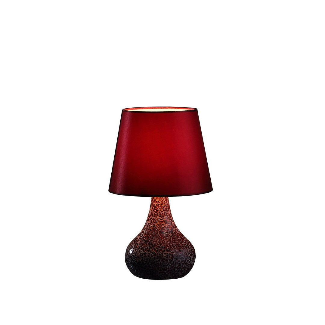 11" In Mosaic Red Pink Glass Pattern Mini Polyresin Table Lamp Multicolor Polyresin