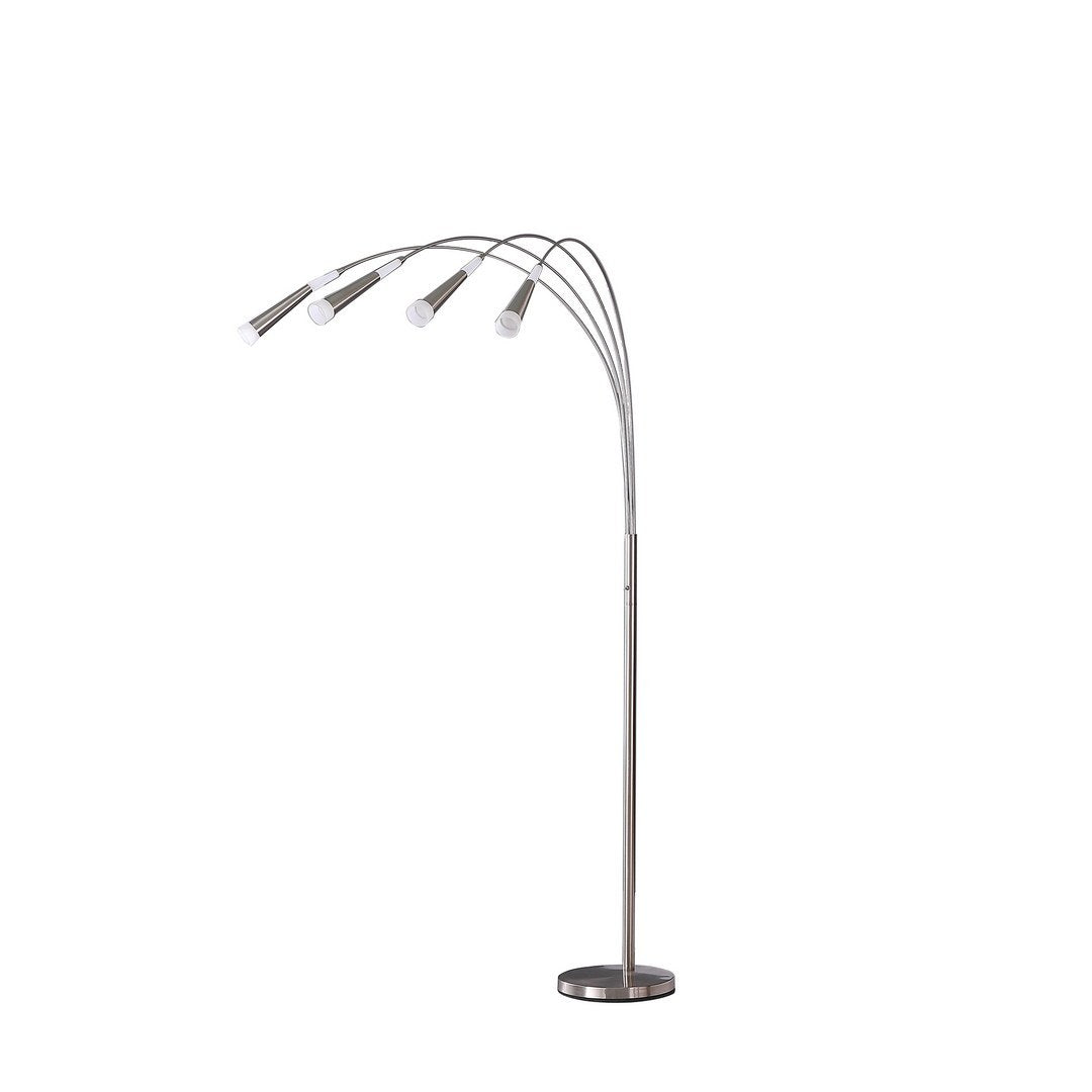 72" Kiery 4 Arm Aluminum Led Arc Floor Lamp Silver Metal