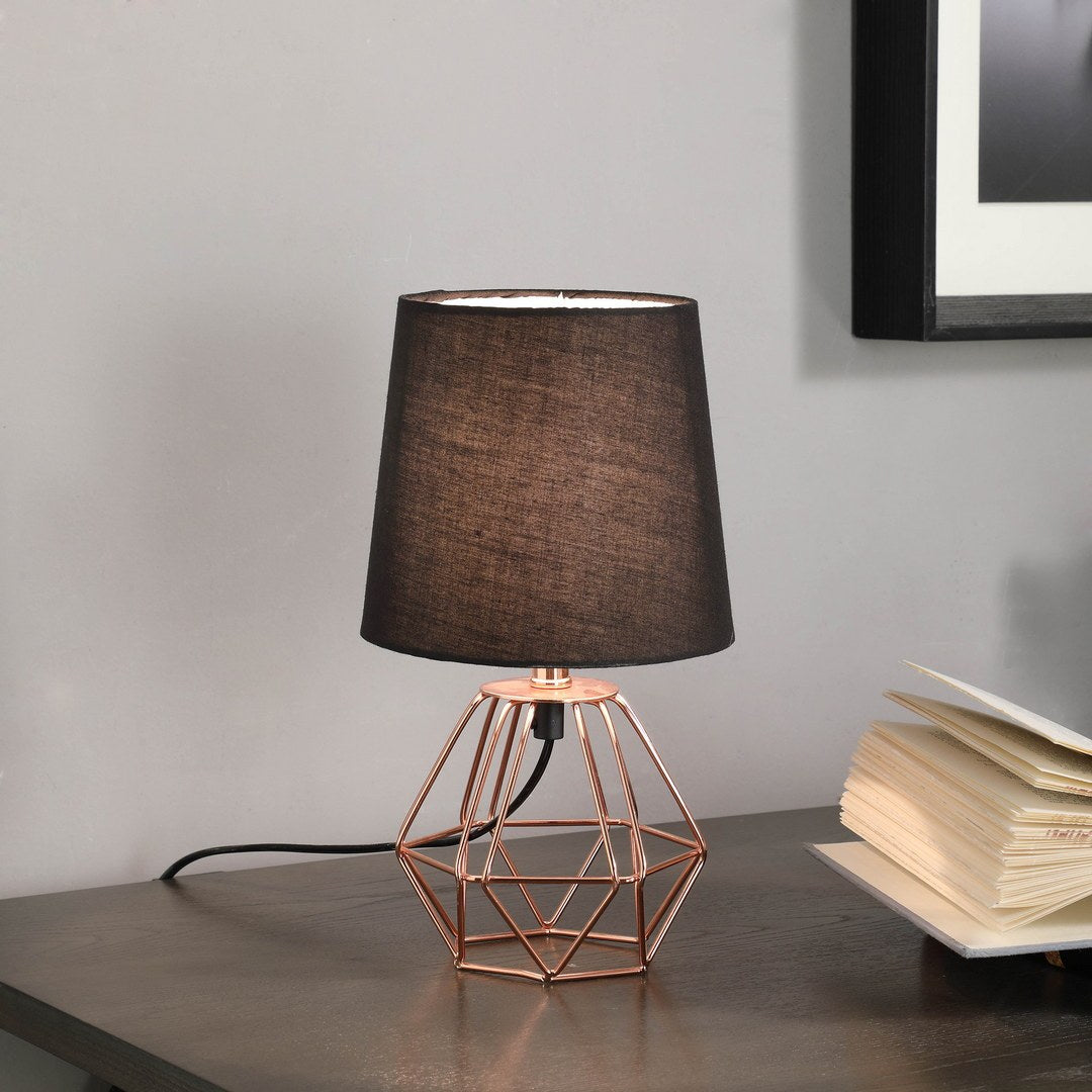 11.25" Copper Metal Table Lamp "Wesley Geometric", Copper Coppery Metal