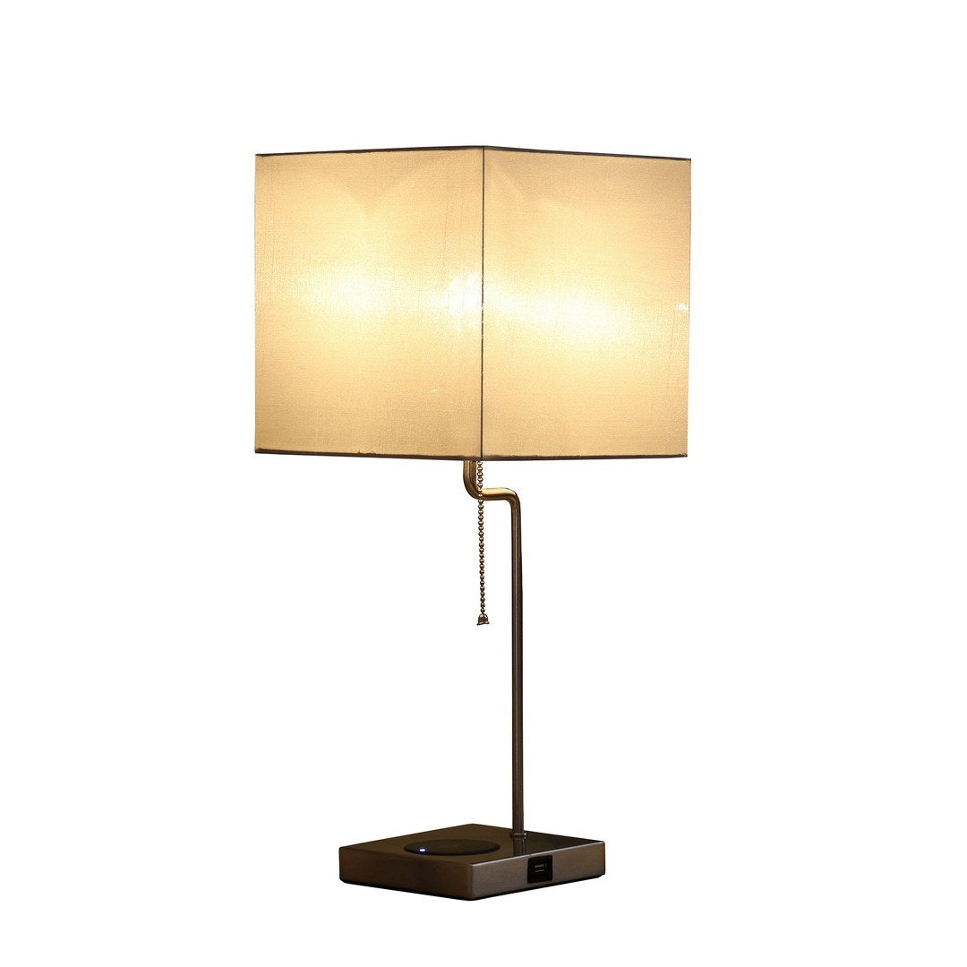 21.5 Inch Aston Square Table Lamp W Charging Station Multicolor Metal