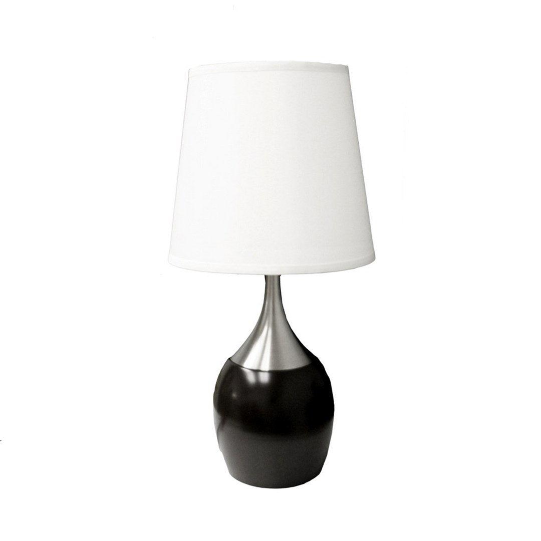 24" Tall Metal Touch Table Lamp With Espresso Finish, White Shade Multicolor Metal