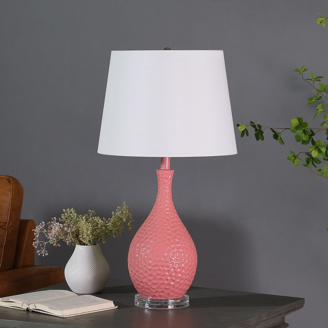 28" Pink Telli Pebble Mid Century Resin Table Lamp Pink Polyresin