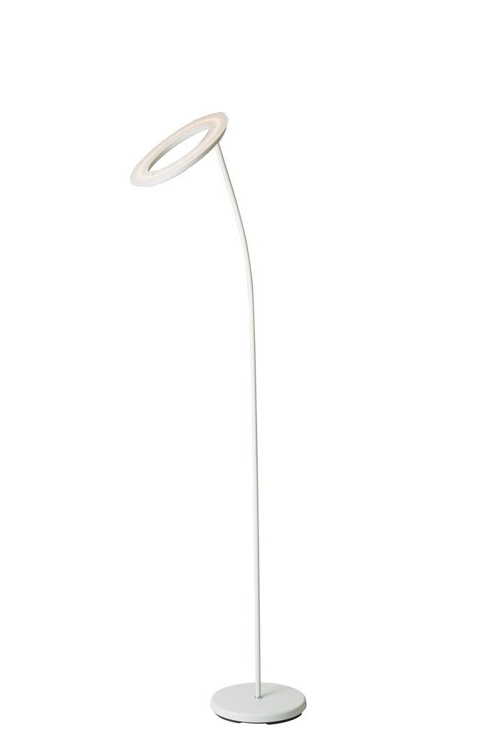 73" Tall Metal Torchiere Floor Led Lamp With Halo Design, Matte White Finish Matte White Metal