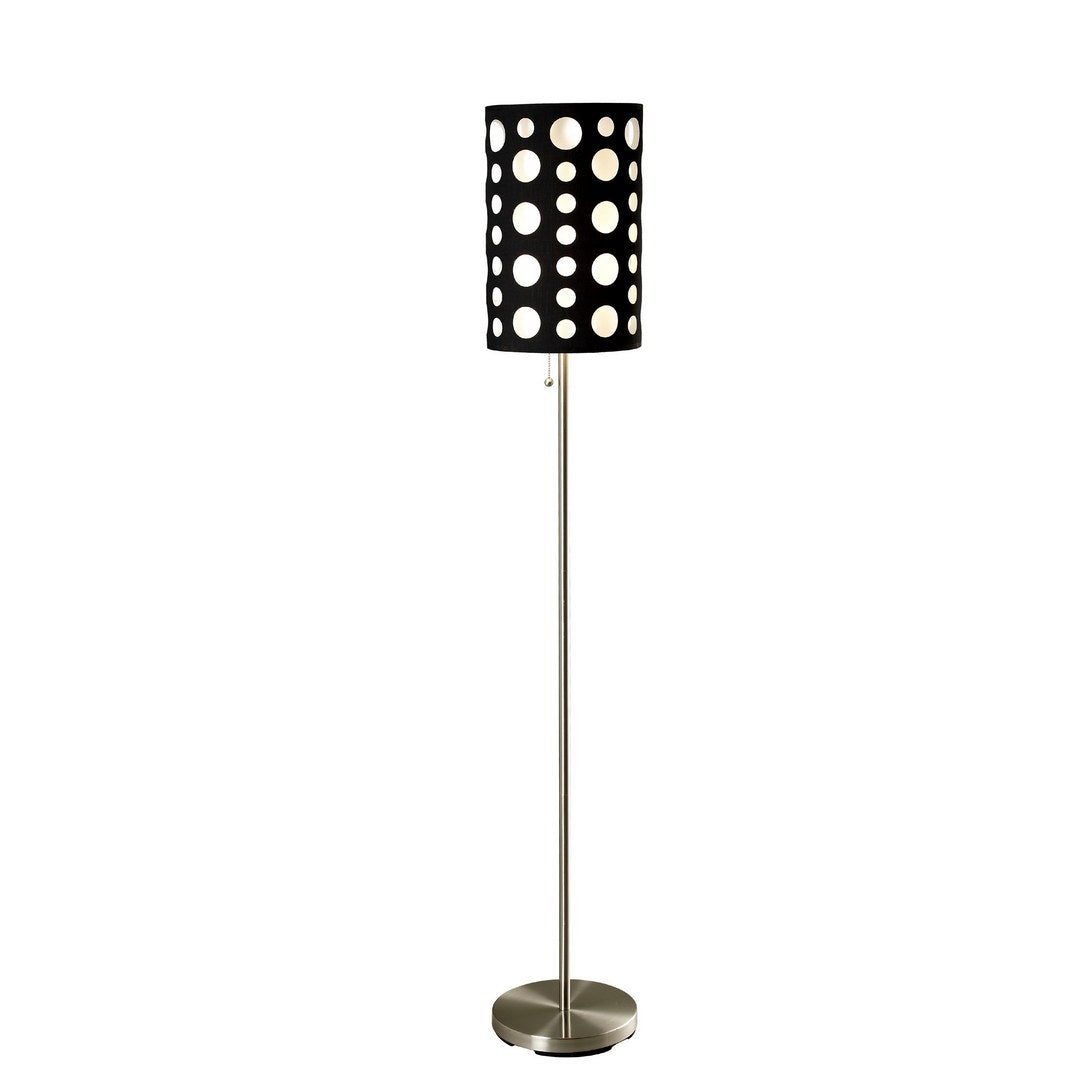 66" Tall Metal Floor Lamp, Retro Design With Black And White Shade Multicolor Metal