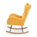 Rocking Chair Nursery, Teddy Upholstered Rocker Glider Chair With High Backrest, Adjustable Headrest & Pocket, Comfy Glider Chair For Nursery, Bedroom, Living Room, Offices, Rubber Wood, Yellow Yellow Polyester