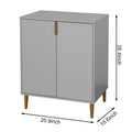 Wooden Living Room Console Table Grey Carved Pattern Door Panel With 2 Doors Grey Mdf
