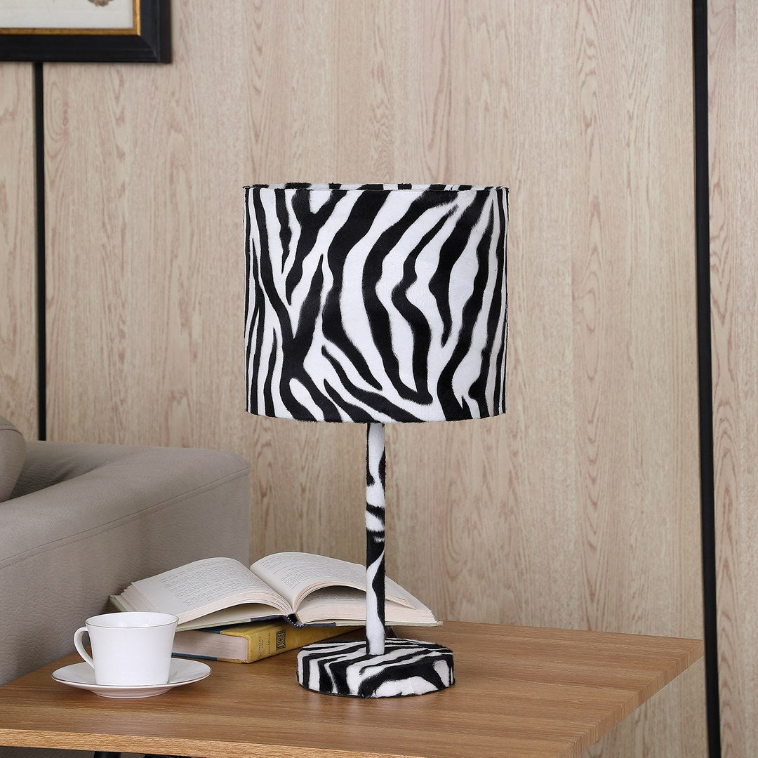 19.25" Faux Suede Zebra Metal Table Lamp Multicolor Metal