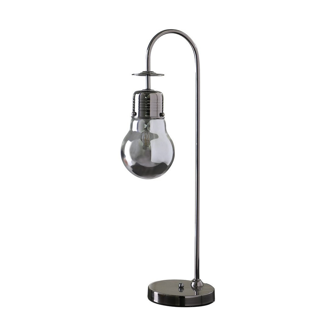 29" In Adan Edison Restorative Glass Led Downbridge Black Chrome Metal Table Lamp Black Metal