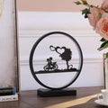 13 Inch Girl And Boy On Bicycle Led Accent Table Lamp Matte Black Metal