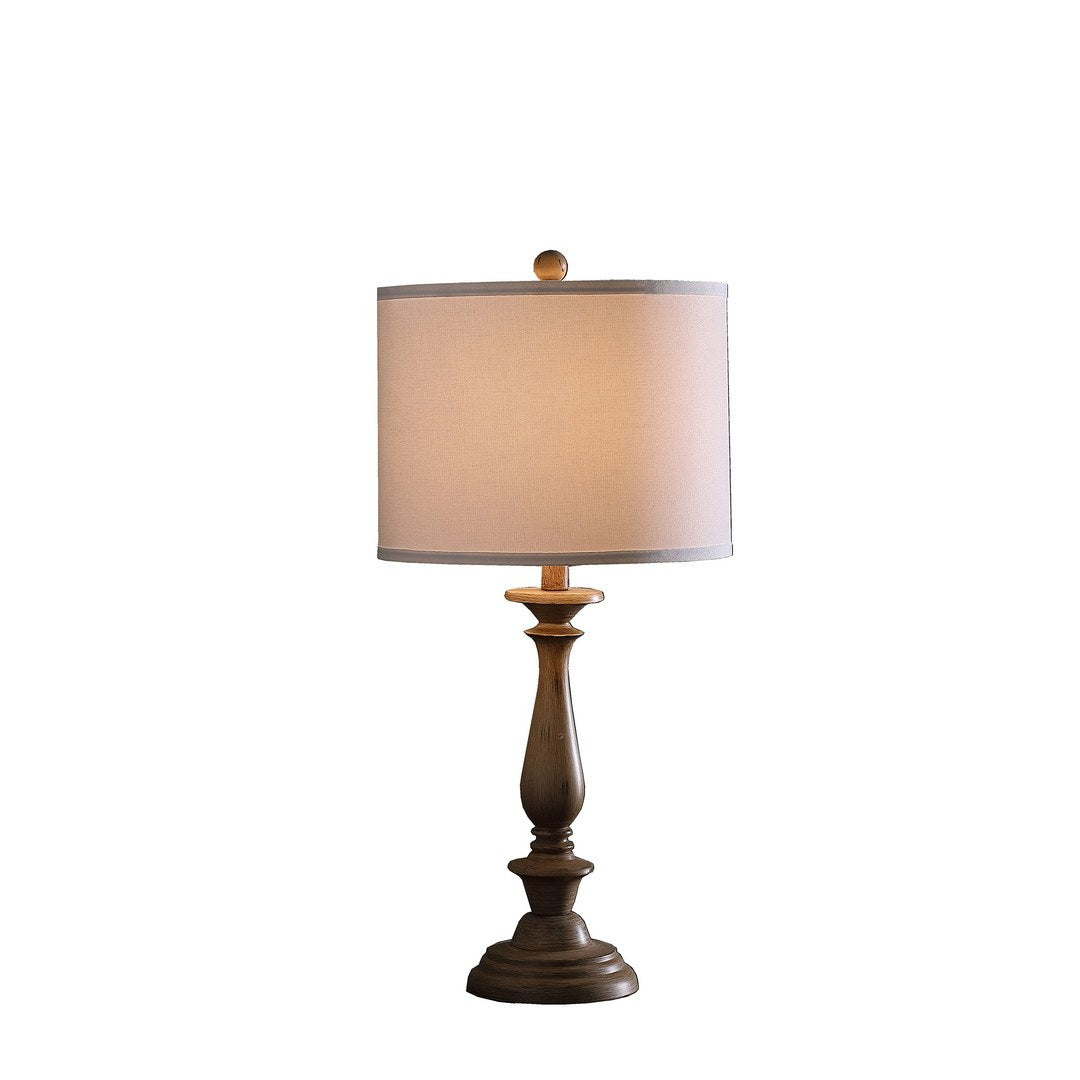 27.5" In Coastal Wood Effect Polyresin Table Lamp Cream Polyresin