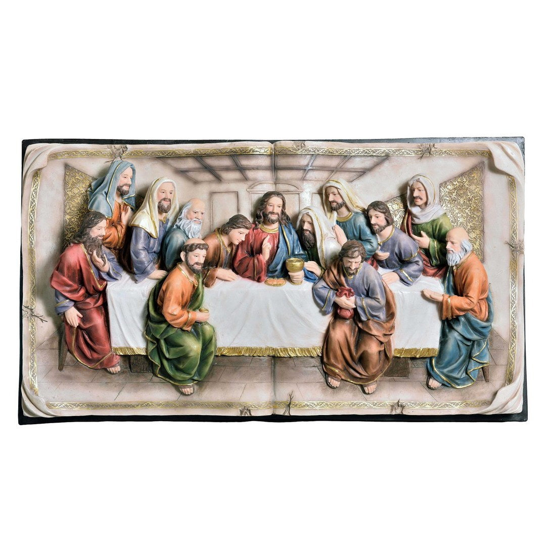 20" Tall Polyresin Decorative Plaque, Last Supper Multicolor Polyresin