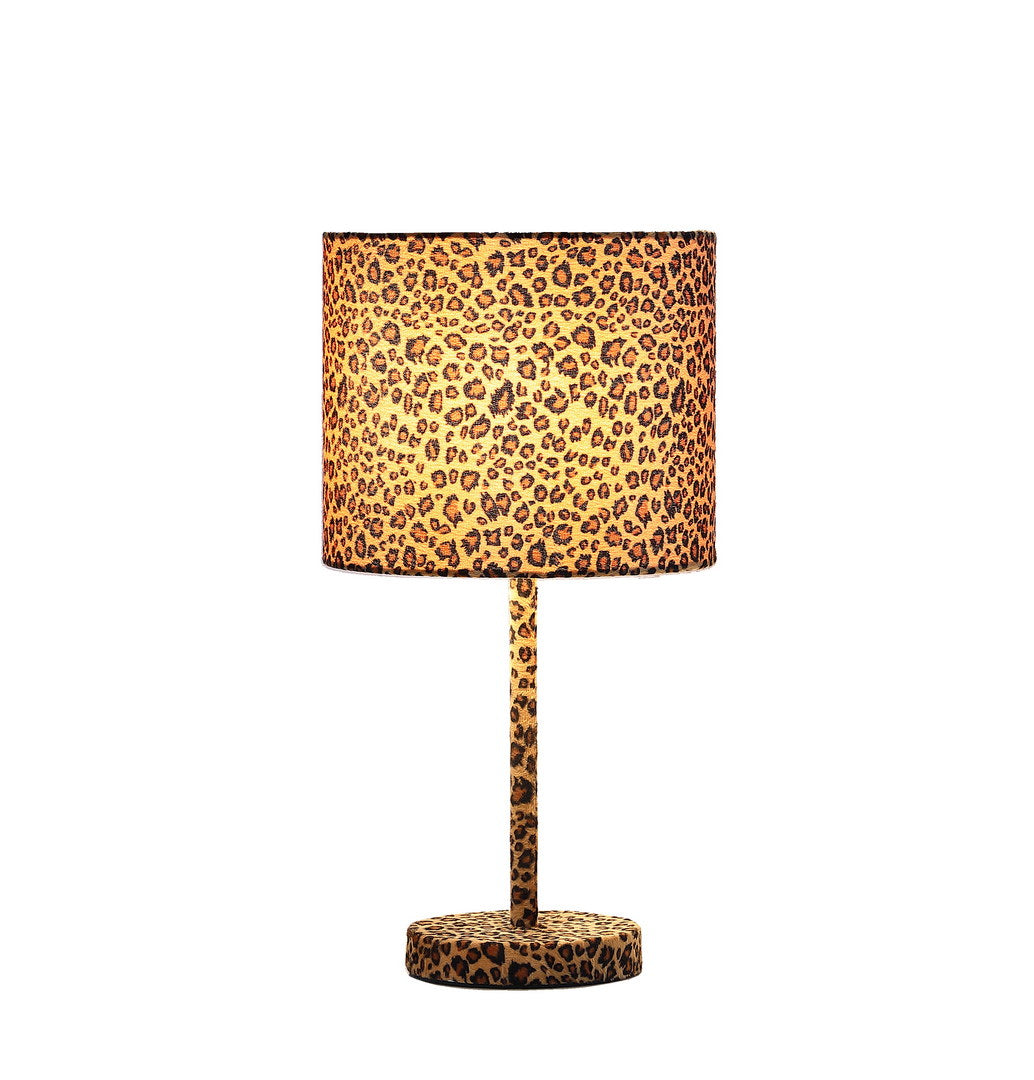 19.25" Faux Suede Leopard Print Metal Table Lamp Multicolor Metal