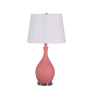 28" Pink Telli Pebble Mid Century Resin Table Lamp Pink Polyresin