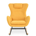 Rocking Chair Nursery, Teddy Upholstered Rocker Glider Chair With High Backrest, Adjustable Headrest & Pocket, Comfy Glider Chair For Nursery, Bedroom, Living Room, Offices, Rubber Wood, Yellow Yellow Polyester