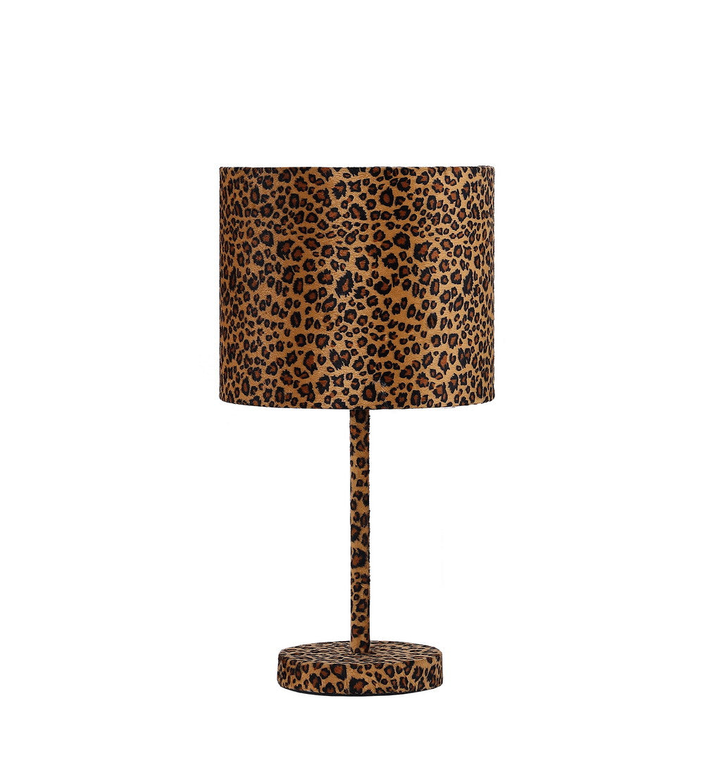 19.25" Faux Suede Leopard Print Metal Table Lamp Multicolor Metal