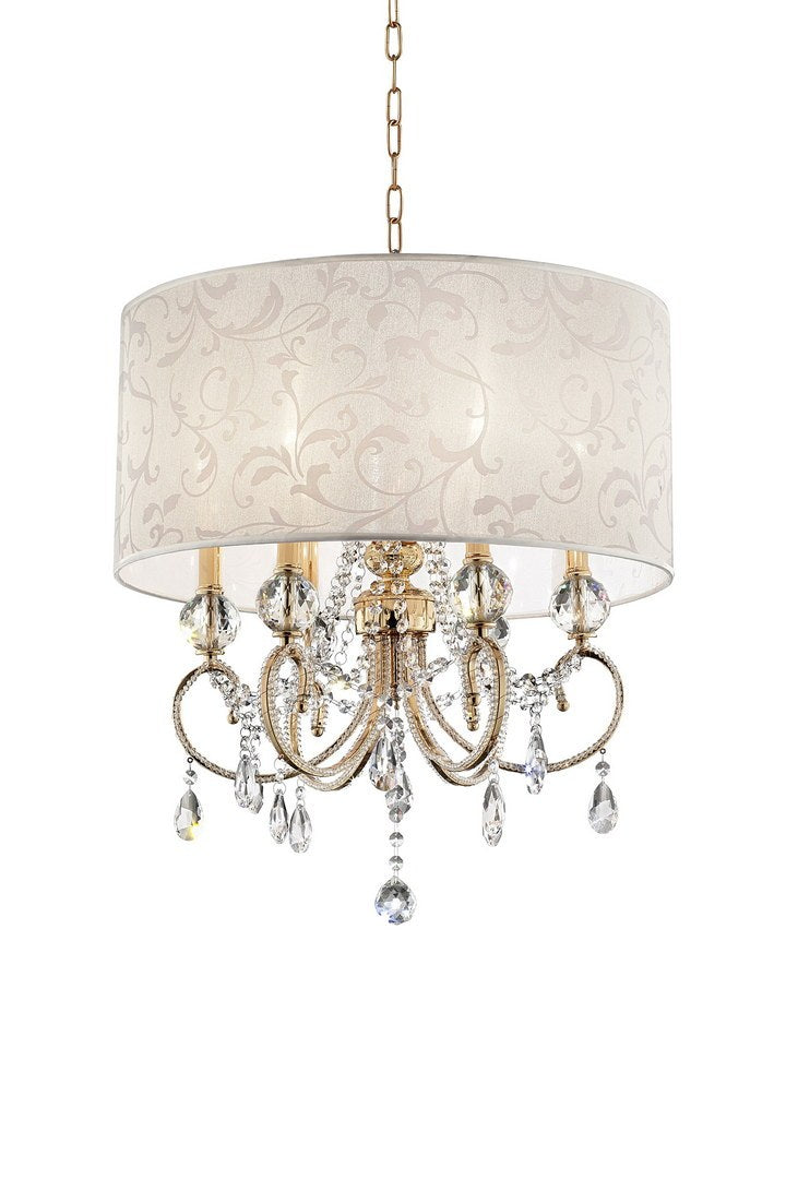 24.5" Tall Metal Ceiling Lamp "Aurora", Brass Gold And Crystal Accents Multicolor Metal