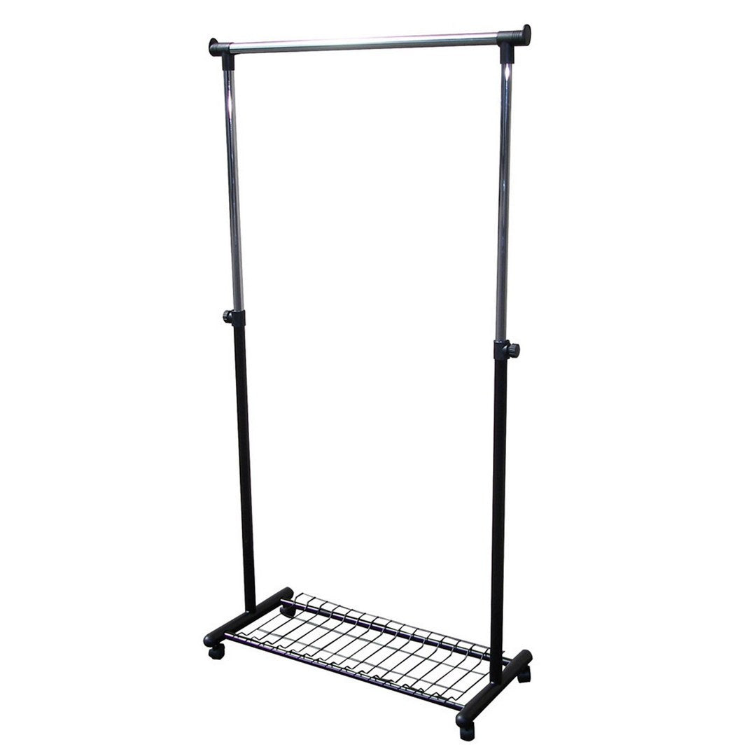 66" Tall Metal Coat Rack With Black Finish Black Wood