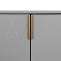 Wooden Living Room Console Table Grey Carved Pattern Door Panel With 2 Doors Grey Mdf